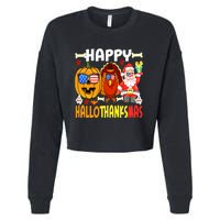 Happy HalloThanksMas Funny Pumpkin Cropped Pullover Crew