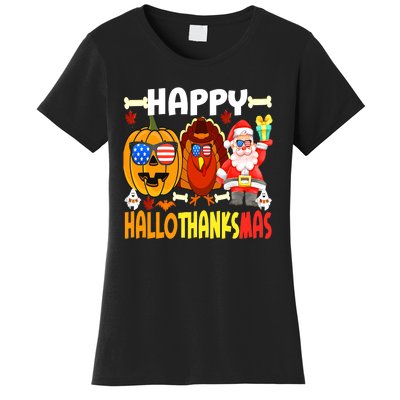 Happy HalloThanksMas Funny Pumpkin Women's T-Shirt