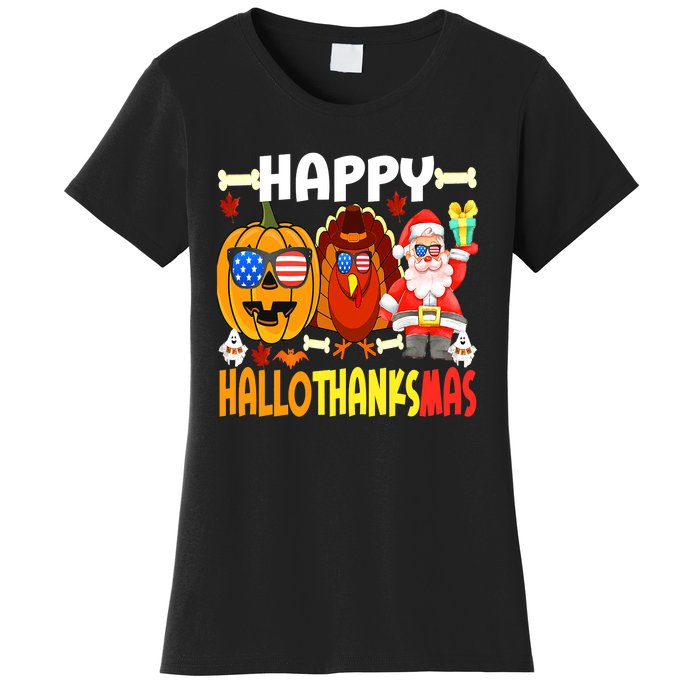 Happy HalloThanksMas Funny Pumpkin Women's T-Shirt