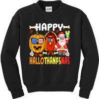 Happy HalloThanksMas Funny Pumpkin Kids Sweatshirt