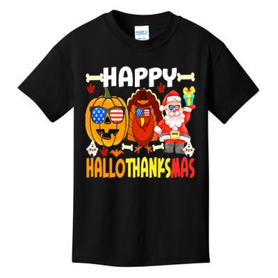 Happy HalloThanksMas Funny Pumpkin Kids T-Shirt