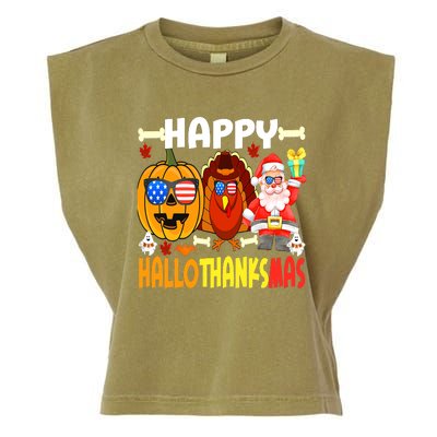 Happy HalloThanksMas Funny Pumpkin Garment-Dyed Women's Muscle Tee