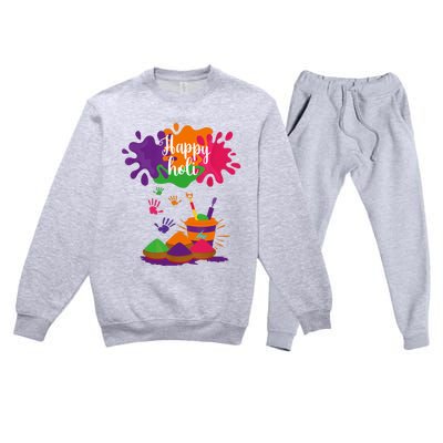 Happy Holi Festival Outfit For Family Premium Crewneck Sweatsuit Set