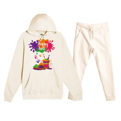 Happy Holi Festival Outfit For Family Premium Hooded Sweatsuit Set