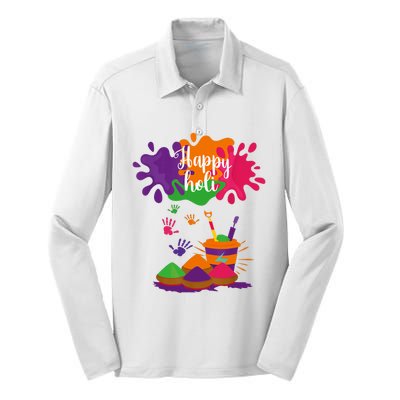 Happy Holi Festival Outfit For Family Silk Touch Performance Long Sleeve Polo