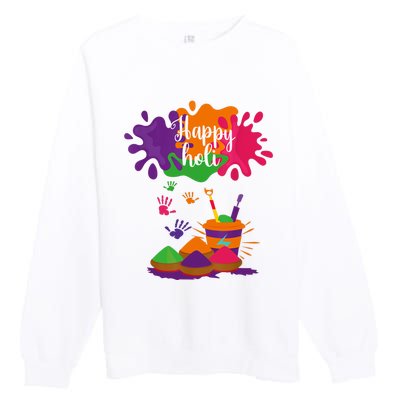 Happy Holi Festival Outfit For Family Premium Crewneck Sweatshirt