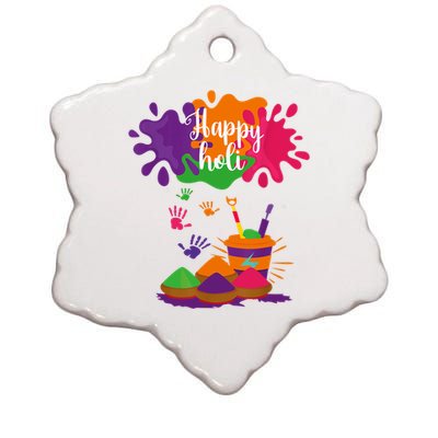 Happy Holi Festival Outfit For Family Ceramic Star Ornament