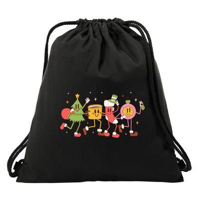 Happy Holiday Festive Christmas Cute Smile Drawstring Bag