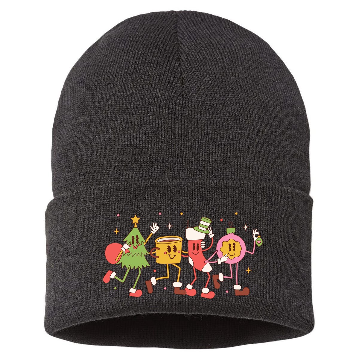 Happy Holiday Festive Christmas Cute Smile Sustainable Knit Beanie