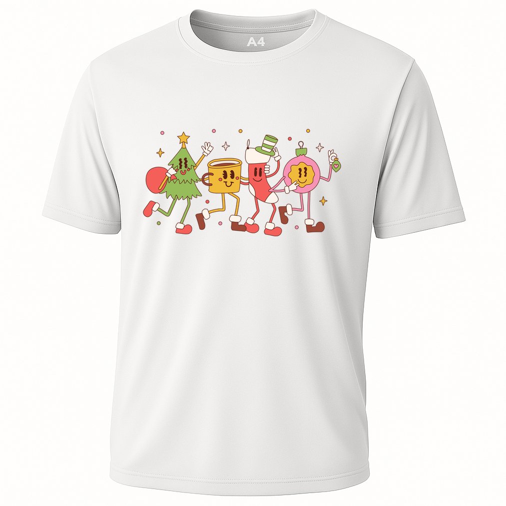Happy Holiday Festive Christmas Cute Smile Cooling Performance Crew T-Shirt