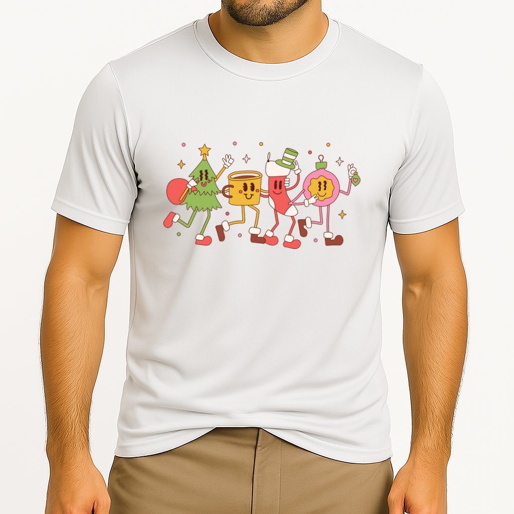 Happy Holiday Festive Christmas Cute Smile Cooling Performance Crew T-Shirt