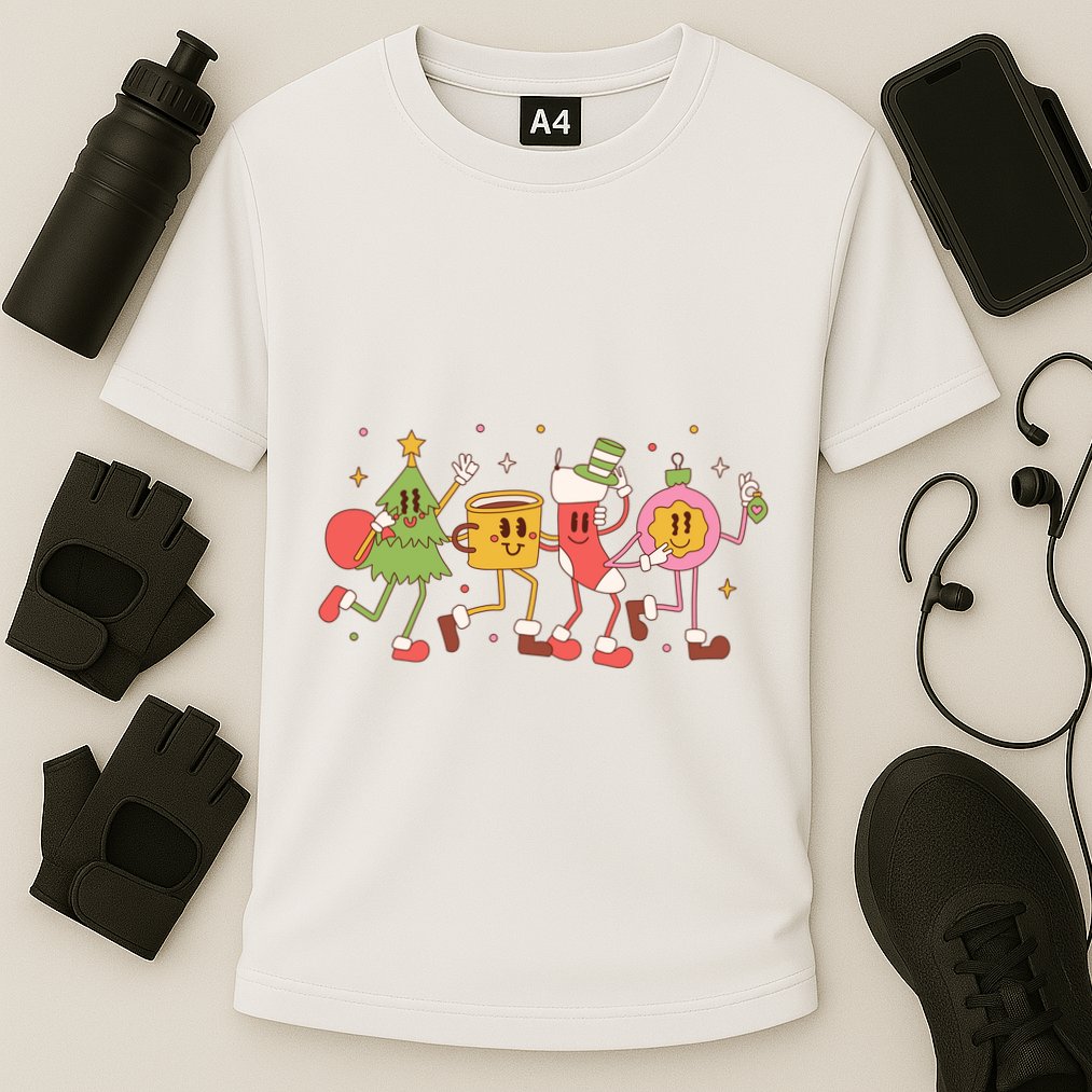 Happy Holiday Festive Christmas Cute Smile Cooling Performance Crew T-Shirt