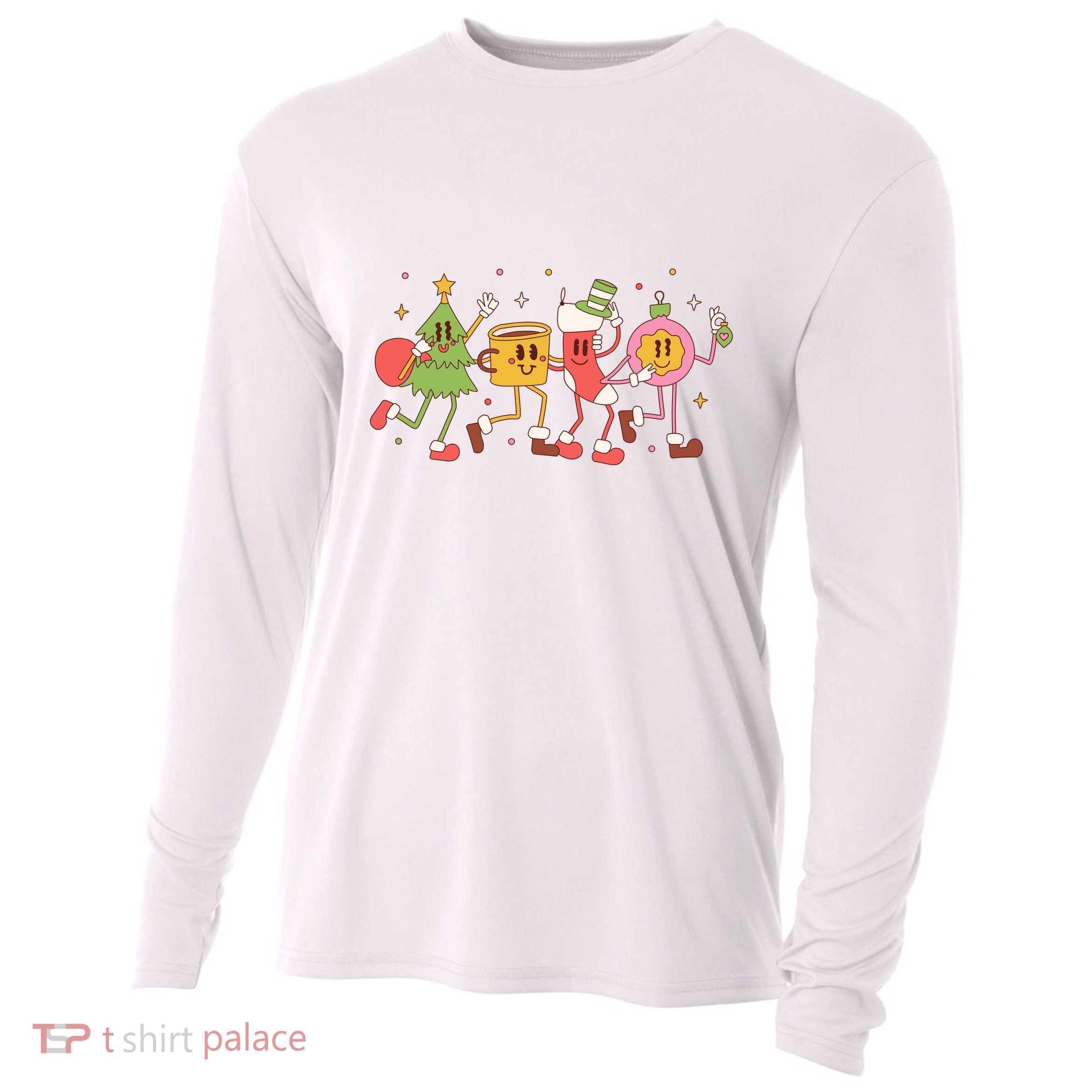 Happy Holiday Festive Christmas Cute Smile Cooling Performance Long Sleeve Crew