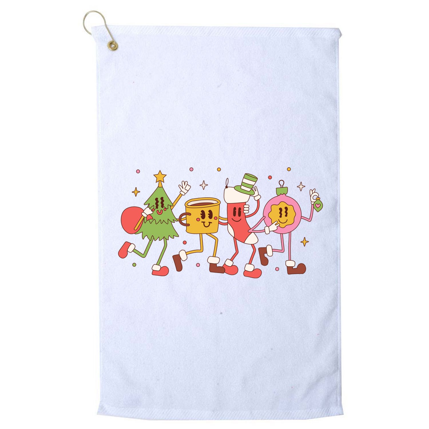 Happy Holiday Festive Christmas Cute Smile Golf Towel