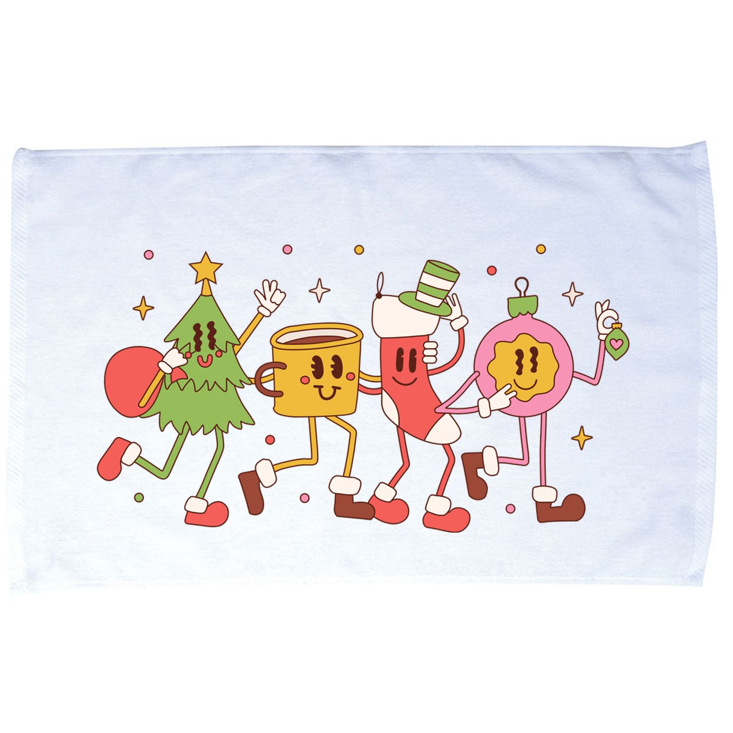 Happy Holiday Festive Christmas Cute Smile Microfiber Hand Towel