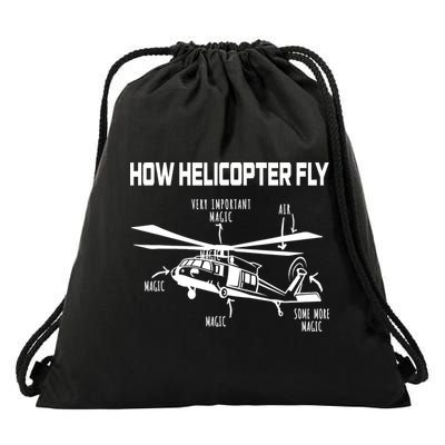 How Helicopters Fly Funny Helicopter Pilot Rotorcraft Pilot Drawstring Bag