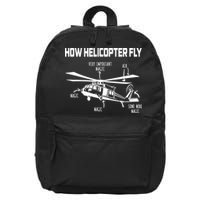 How Helicopters Fly Funny Helicopter Pilot Rotorcraft Pilot 16 in Basic Backpack