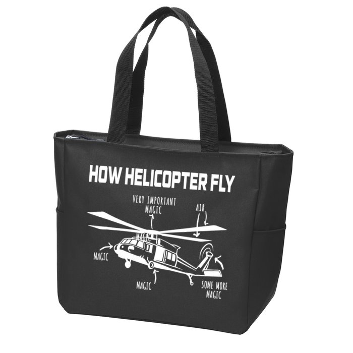 How Helicopters Fly Funny Helicopter Pilot Rotorcraft Pilot Zip Tote Bag
