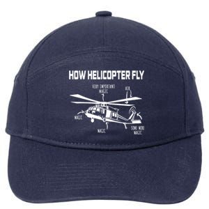 How Helicopters Fly Funny Helicopter Pilot Rotorcraft Pilot 7-Panel Snapback Hat