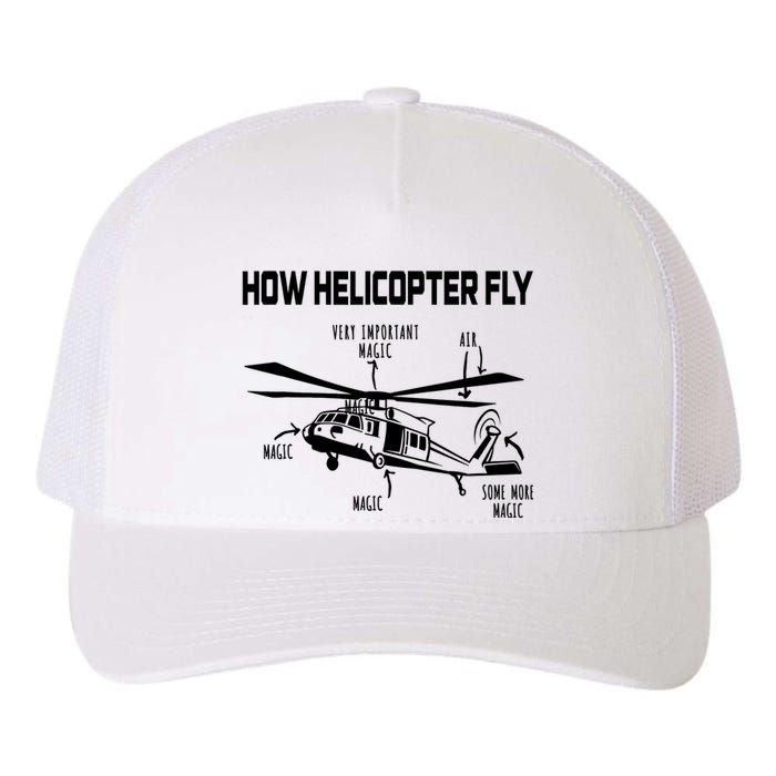 How Helicopters Fly Funny Helicopter Pilot Rotorcraft Pilot Yupoong Adult 5-Panel Trucker Hat