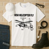 How Helicopters Fly Funny Helicopter Pilot Rotorcraft Pilot Tall T-Shirt