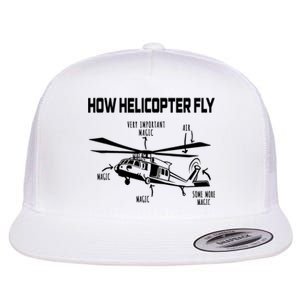 How Helicopters Fly Funny Helicopter Pilot Rotorcraft Pilot Flat Bill Trucker Hat