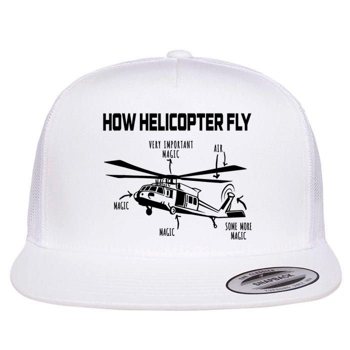 How Helicopters Fly Funny Helicopter Pilot Rotorcraft Pilot Flat Bill Trucker Hat