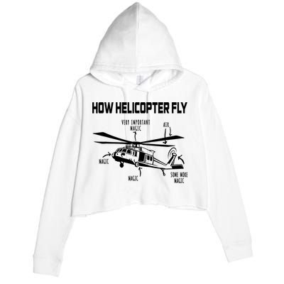 How Helicopters Fly Funny Helicopter Pilot Rotorcraft Pilot Crop Fleece Hoodie