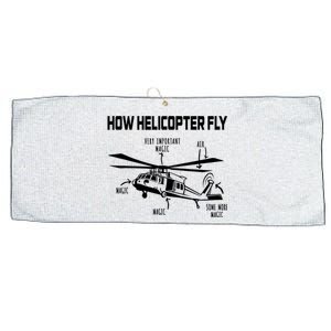 How Helicopters Fly Funny Helicopter Pilot Rotorcraft Pilot Large Microfiber Waffle Golf Towel