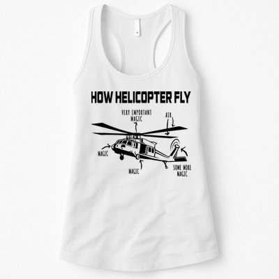 How Helicopters Fly Funny Helicopter Pilot Rotorcraft Pilot Womens Tank Top
