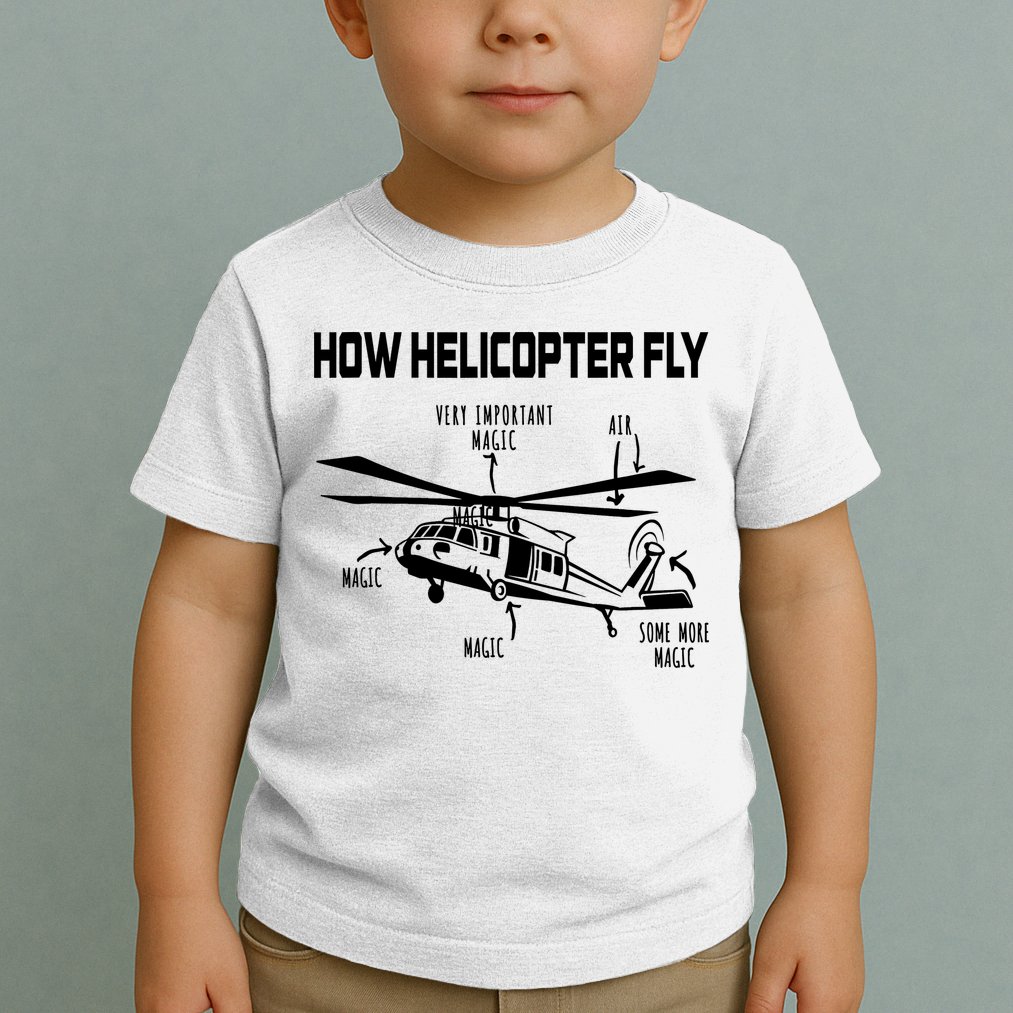 How Helicopters Fly Funny Helicopter Pilot Rotorcraft Pilot Toddler T-Shirt