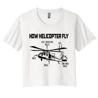 How Helicopters Fly Funny Helicopter Pilot Rotorcraft Pilot Crop Top