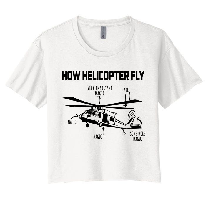 How Helicopters Fly Funny Helicopter Pilot Rotorcraft Pilot Crop Top