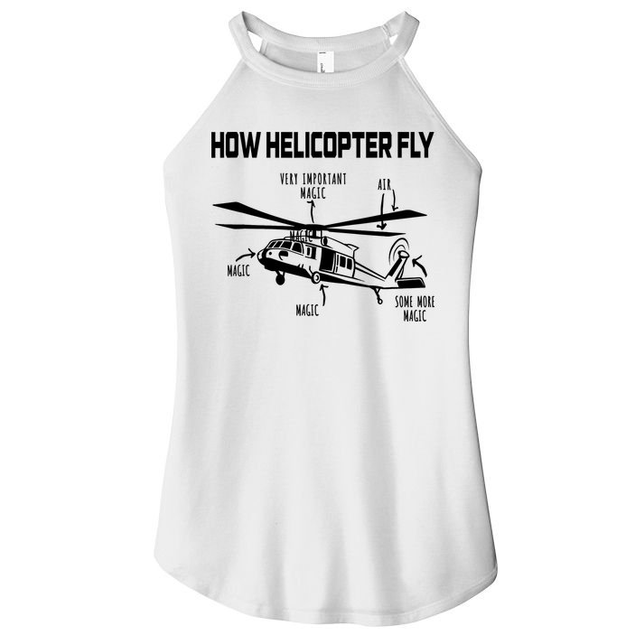 How Helicopters Fly Funny Helicopter Pilot Rotorcraft Pilot Women's Perfect Tri Rocker Tank
