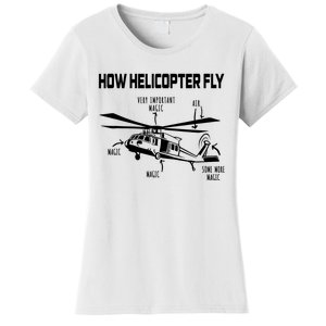 How Helicopters Fly Funny Helicopter Pilot Rotorcraft Pilot Women's T-Shirt