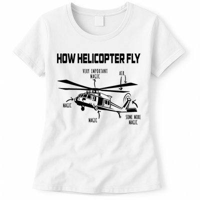 How Helicopters Fly Funny Helicopter Pilot Rotorcraft Pilot Womens T-Shirt