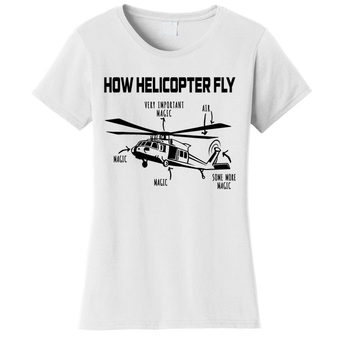 How Helicopters Fly Funny Helicopter Pilot Rotorcraft Pilot Women's T-Shirt