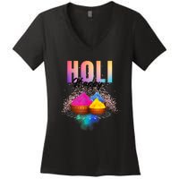 Happy Holi  Festival Of Colours On The Festival Of Love Women's V-Neck T-Shirt