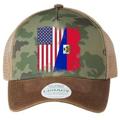 Half Haitian Flag Vintage Haiti Usa Gift Legacy Tie Dye Trucker Hat