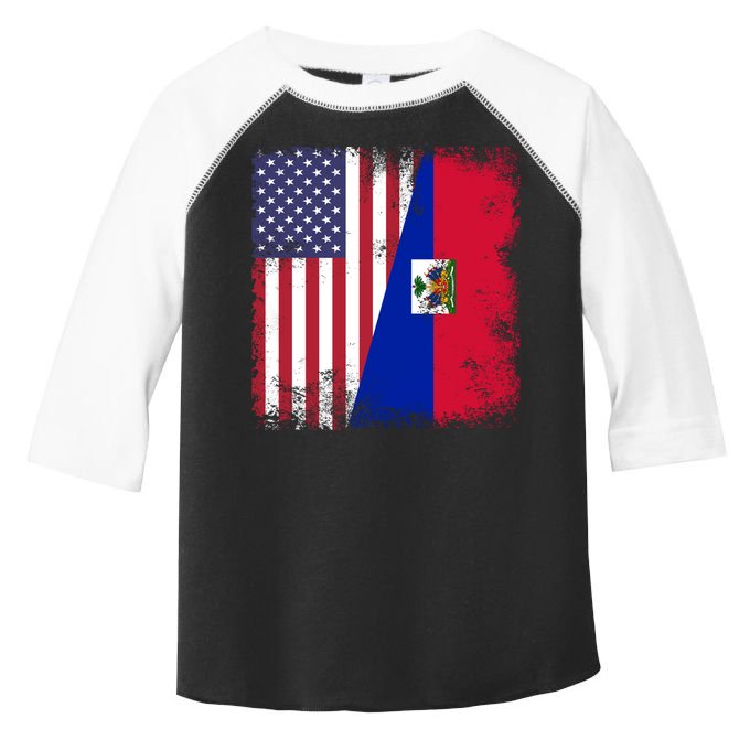 Half Haitian Flag Vintage Haiti Usa Gift Toddler Fine Jersey T-Shirt