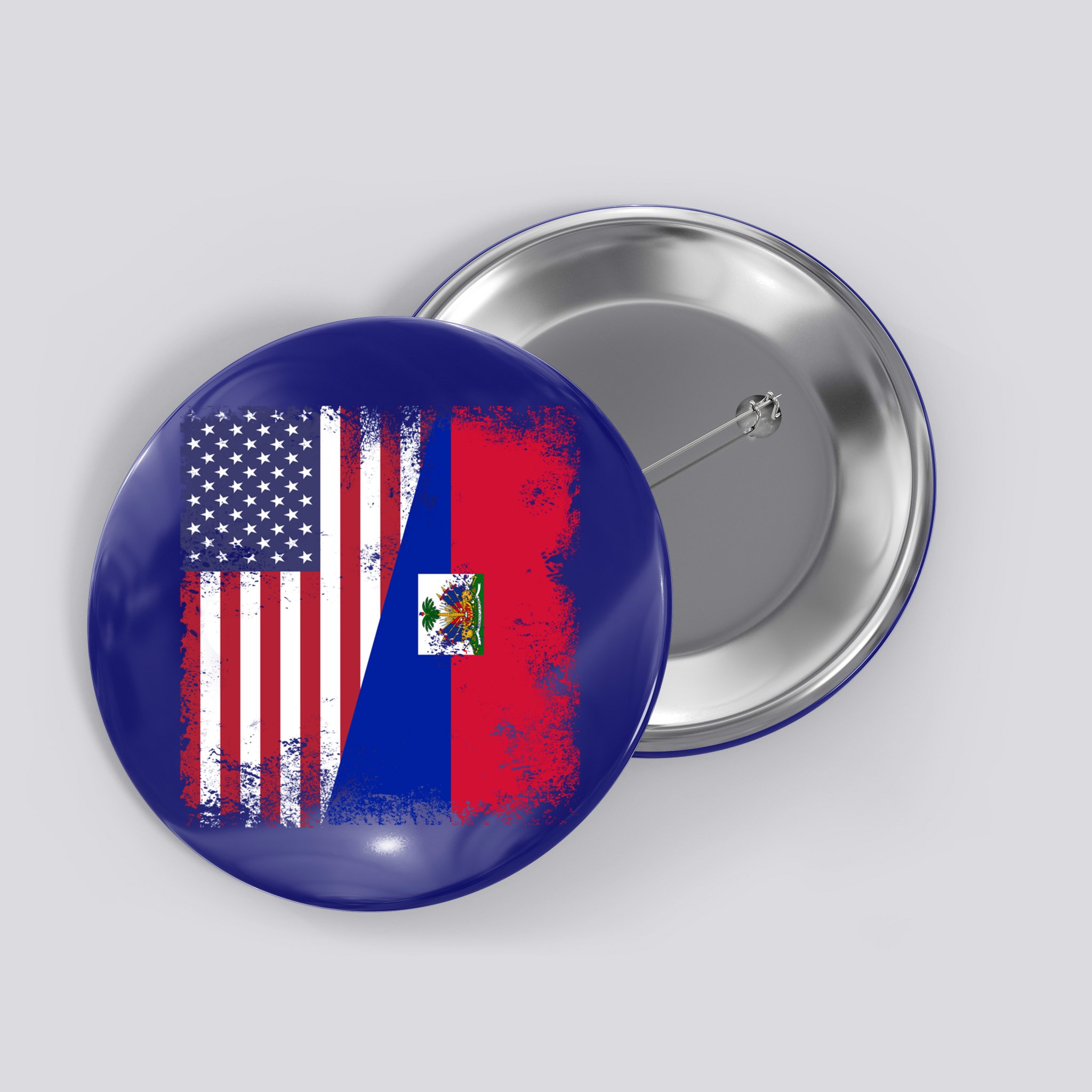 Half Haitian Flag Vintage Haiti Usa Gift Button