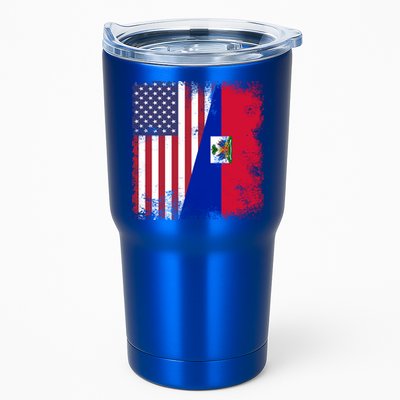 Half Haitian Flag Vintage Haiti Usa Gift Tumbler