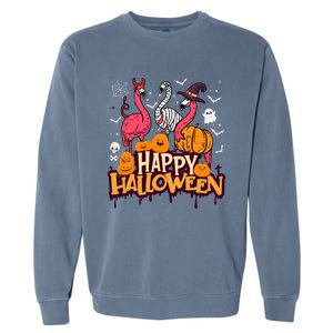 Happy Halloween Flamingo Witch Mummy Costume Gift Garment-Dyed Sweatshirt