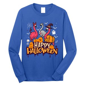 Happy Halloween Flamingo Witch Mummy Costume Gift Long Sleeve Shirt