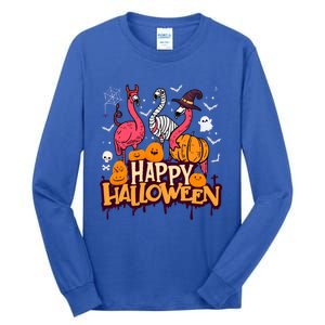 Happy Halloween Flamingo Witch Mummy Costume Gift Tall Long Sleeve T-Shirt