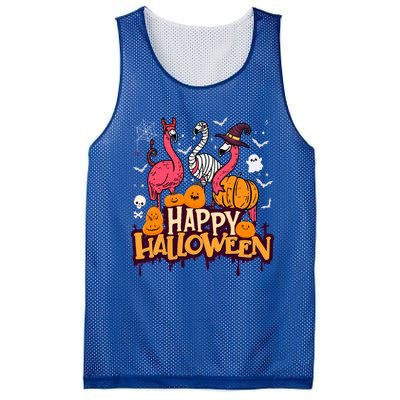 Happy Halloween Flamingo Witch Mummy Costume Gift Mesh Reversible Basketball Jersey Tank