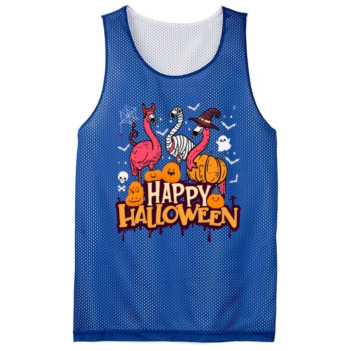 Happy Halloween Flamingo Witch Mummy Costume Gift Mesh Reversible Basketball Jersey Tank