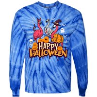 Happy Halloween Flamingo Witch Mummy Costume Gift Tie-Dye Long Sleeve Shirt