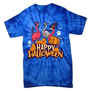 Happy Halloween Flamingo Witch Mummy Costume Gift Tie-Dye T-Shirt