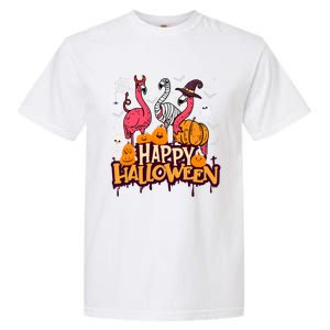 Happy Halloween Flamingo Witch Mummy Costume Gift Garment-Dyed Heavyweight T-Shirt